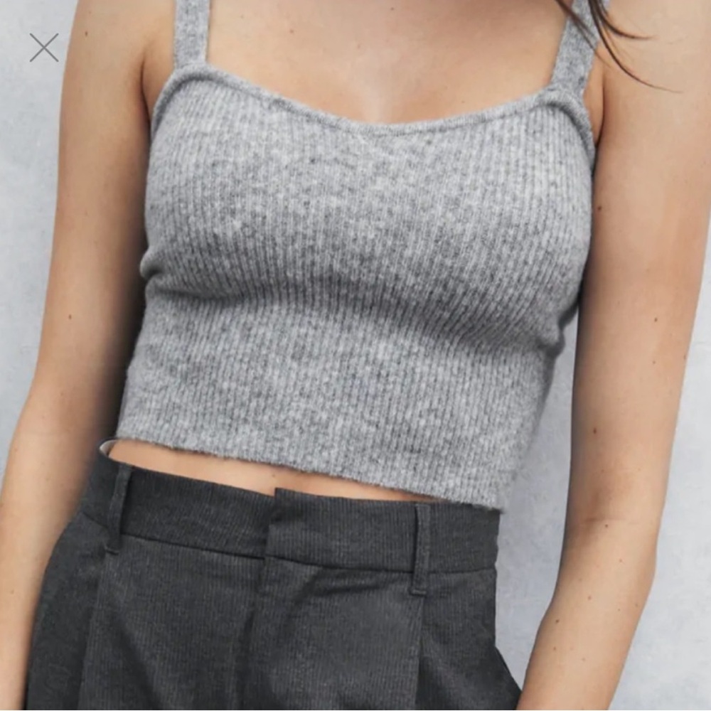 Zara Cropped Knit Tank Top SMALL